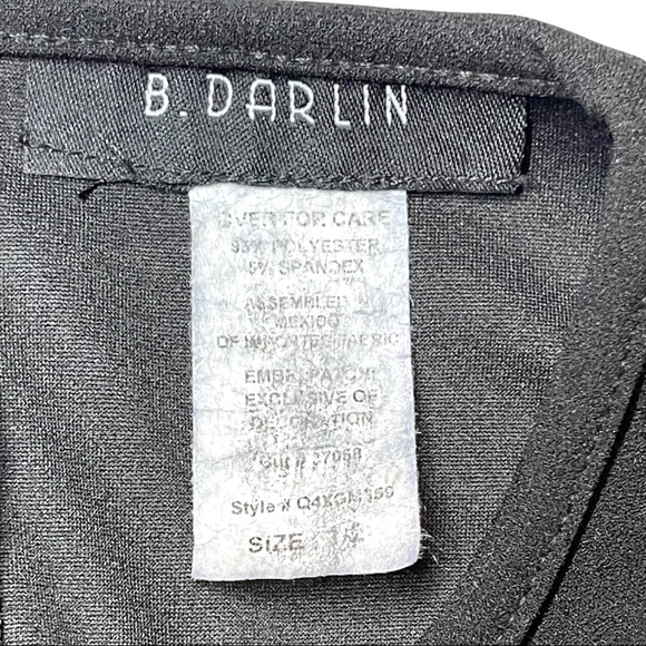 B Darlin Embroidered Red Rose Patch Sheath Sleeveless Black Dress size 1/2 - Picture 10 of 10